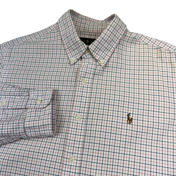Ralph Lauren Other - Ralph Lauren Shirt Mens Large Pink Blue Plaid Check Button Down Cotton Oxford
